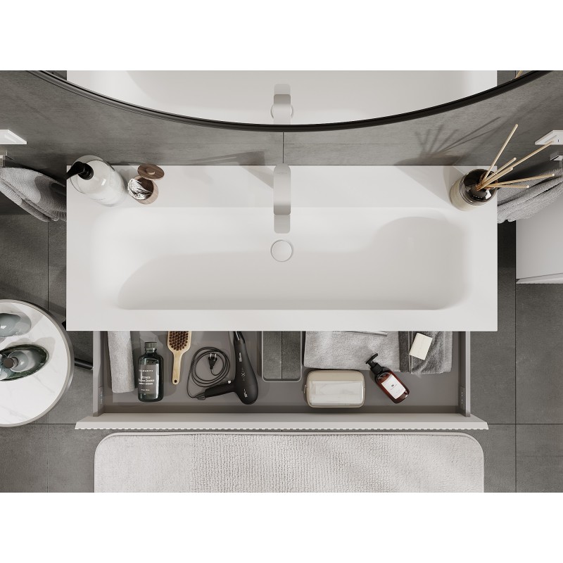 Mexen Rivel dulap baie 120 cm cu lavoar Vela, 2 sertare, riflat, alb mat - 91A20-12047-2-BFF01-W23M01