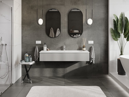 Mexen Rivel dulap de baie 140 cm cu lavoar Vela, 1 sertar, canelat, gri mat/alb mat - 91A20-14023-1-BF62-W23M01