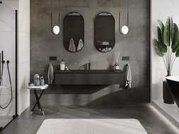 Mexen Rivel dulap baie 140 cm cu chiuvetă Vela, 1 sertar, riflat, negru mat - 91A20-14023-1-BF71-W23M71