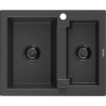 Mexen Carlos chiuvetă de granit cu 1,5 compartimente 582 x 475 mm, negru pătat, sifon negru - 6518581500-76-B