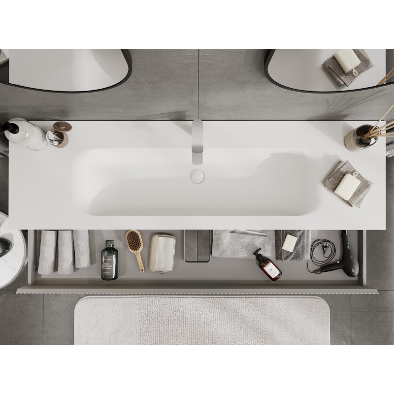 Mexen Rivel dulap baie 140 cm cu lavoar Vela, 1 sertar, canelat, gri mat/alb mat - 91A20-16023-1-BF62-W23M01