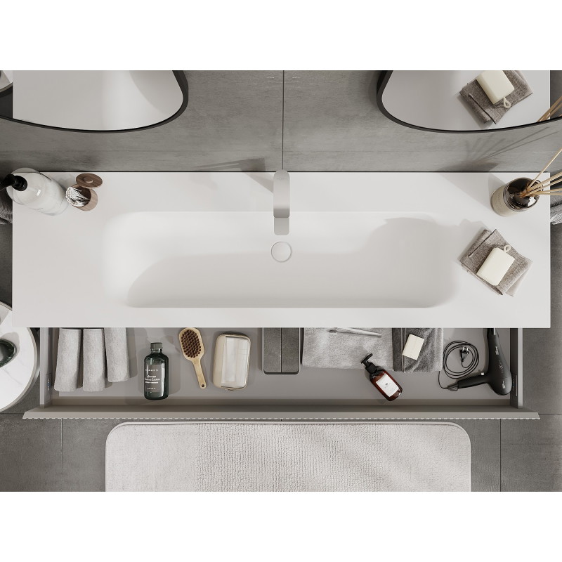 Mexen Rivel dulap de baie 140 cm cu chiuvetă Vela, 1 sertar, canelat, gri mat/alb mat - 91A20-16023-1-BF62-W23M01