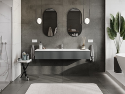 Mexen Rivel dulap de baie de 160 cm cu lavoar Vela, 1 sertar, canelat, grafit mat/alb mat - 91A20-16023-1-BF66-W23M0