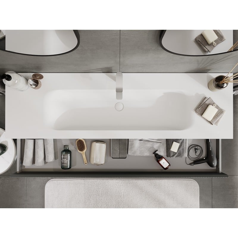 Mexen Rivel dulap de baie de 160 cm cu lavoar Vela, 1 sertar, canelat, grafit mat/alb mat - 91A20-16023-1-BF66-W23M0