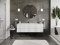 Mexen Rivel dulap baie 160 cm cu lavoar Vela, 2 sertare, în relief, alb mat - 91A20-16047-2-BFF01-W23M01