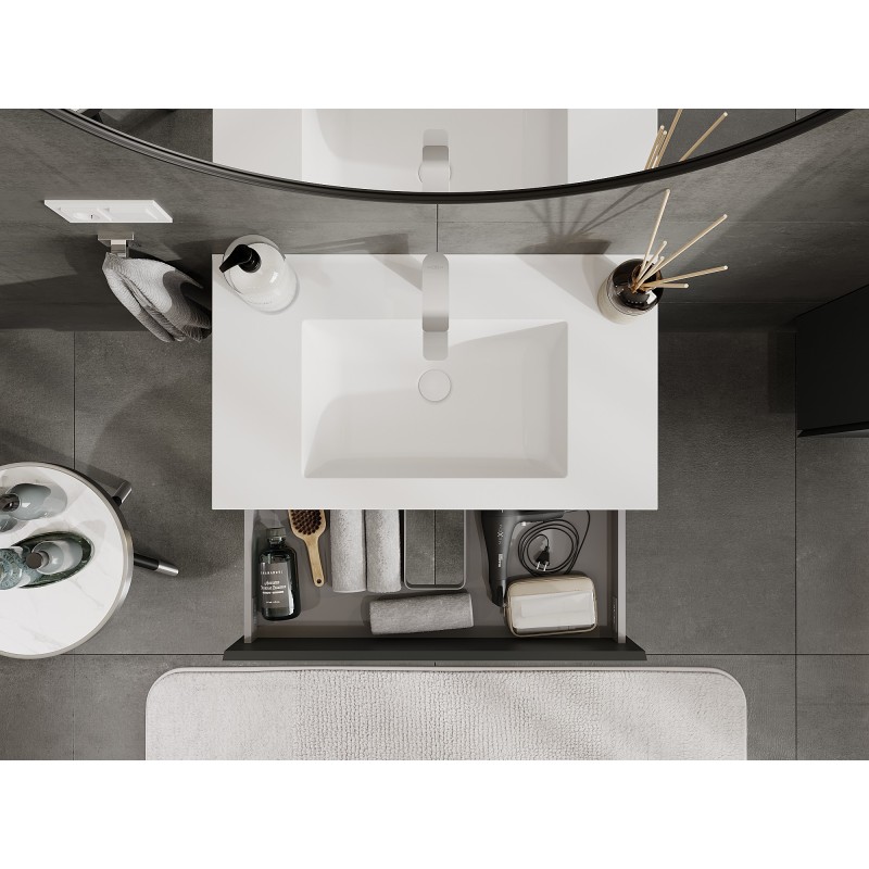 Mexen Orio dulap de baie 80 cm cu lavoar Otis, 2 sertare, grafit mat/alb mat - 91A10-08047-2-BFF66-W18M01