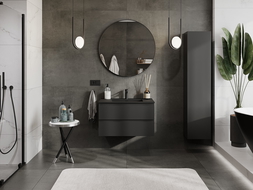 Mexen Orio fürdőszobai szekrény 80 cm Otis mosdóval, 2 fiók, fekete matt - 91A10-08047-2-BFF71-W18M71