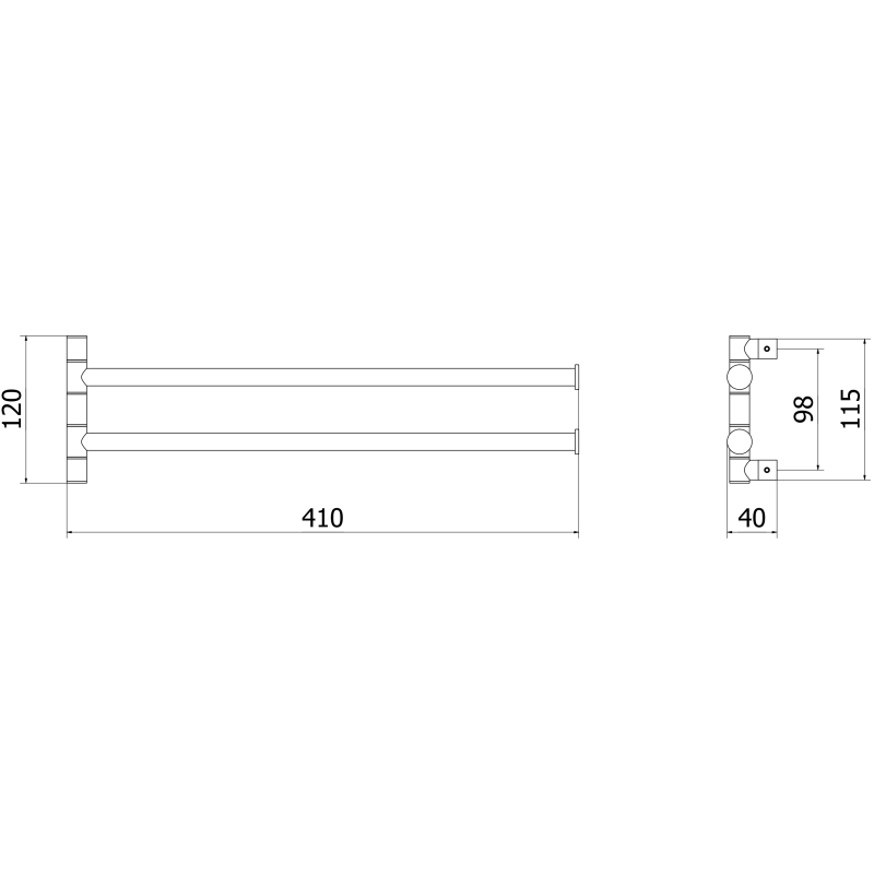 Mexen Loop kettős forgatható törölközőtartó, kefe szürke szálcsiszolt - 70A71049-66