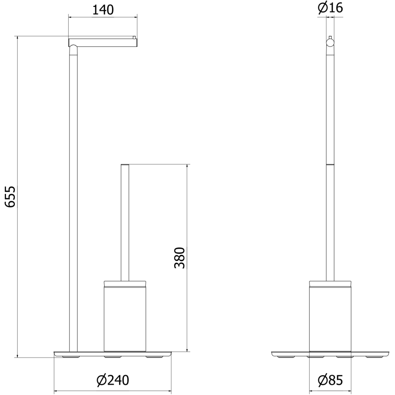 Mexen Loop perie de toaletă independentă cu suport pentru hârtie, cupru periat - 70A71095-65