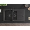 Mexen Matias chiuvetă de granit cu 1,5 camere cu scurgător și baterie de bucătărie Telma, negru cu pete - 6502-76-670200-70-B