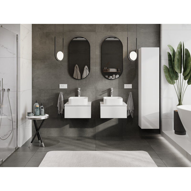 Mexen Orio fürdőszobai mosdószekrény 50 cm, 1 fiók, fehér fényes - 91A10-05023-1-BF00