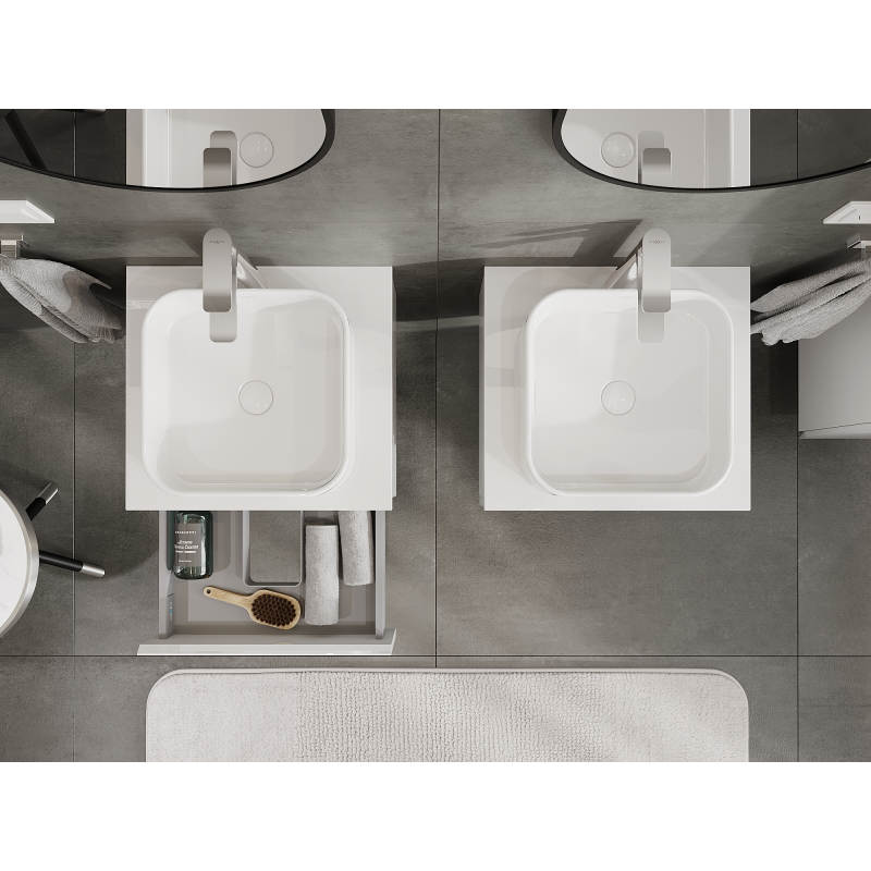 Mexen Orio fürdőszobai mosdószekrény 50 cm, 1 fiók, fehér fényes - 91A10-05023-1-BF00