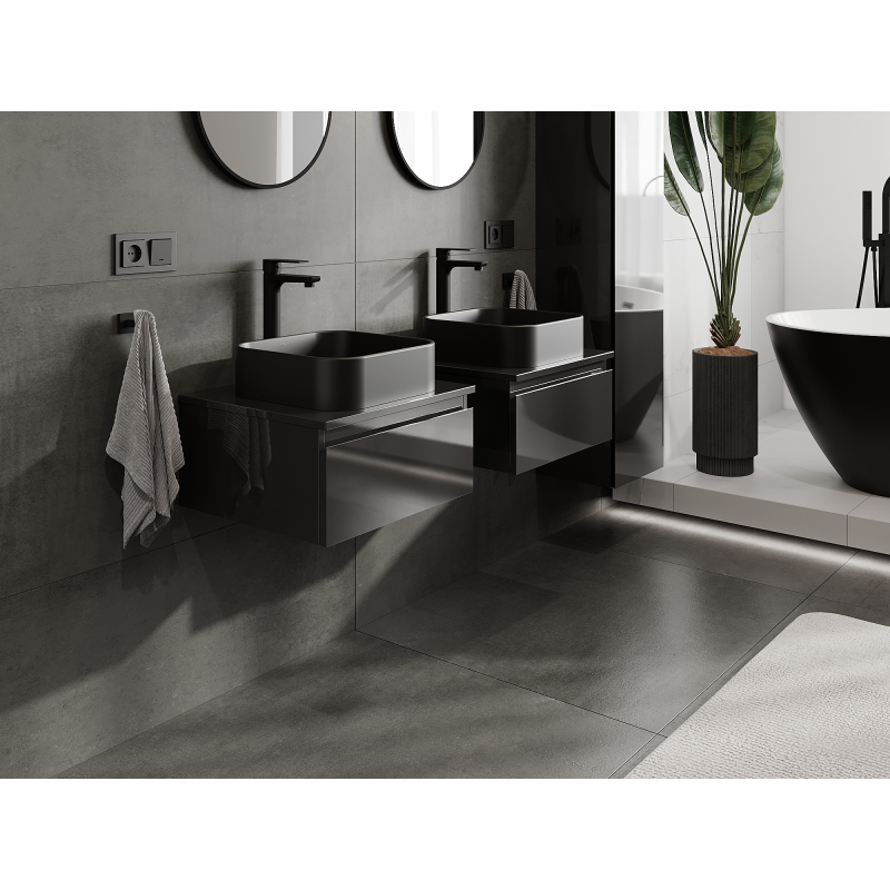 Mexen Orio dulap baie pentru lavoar 50 cm, 1 sertar, negru lucios - 91A10-05023-1-BF70