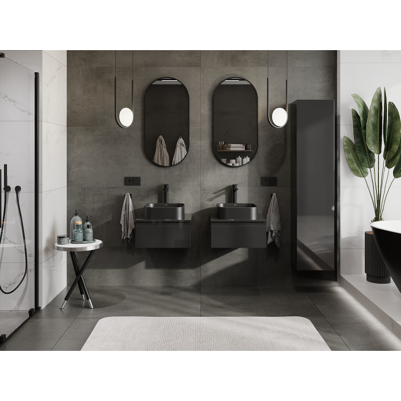 Mexen Orio dulap baie pentru lavoar 50 cm, 1 sertar, negru lucios - 91A10-05023-1-BF70