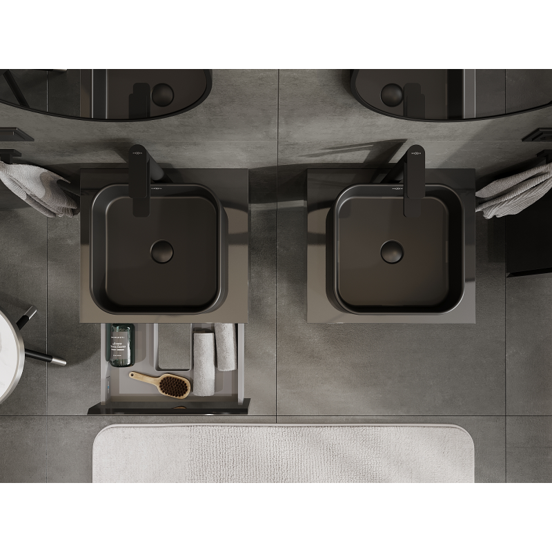 Mexen Orio dulap baie pentru lavoar 50 cm, 1 sertar, negru lucios - 91A10-05023-1-BF70