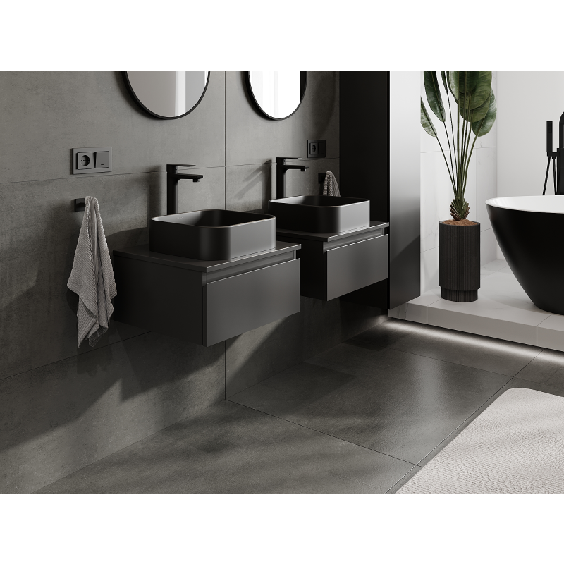 Mexen Orio fürdőszobai szekrény mosdóhoz 50 cm, 1 fiók, fekete matt - 91A10-05023-1-BF71