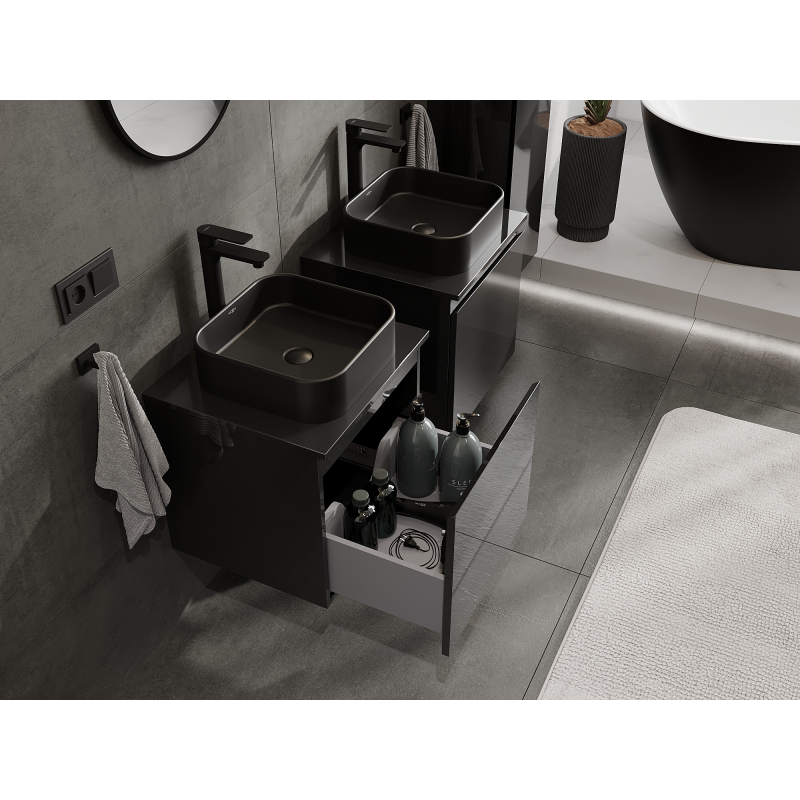 Mexen Orio dulap baie sub chiuvetă 50 cm, 1 sertar, negru lucios - 91A10-05047-1-BF70