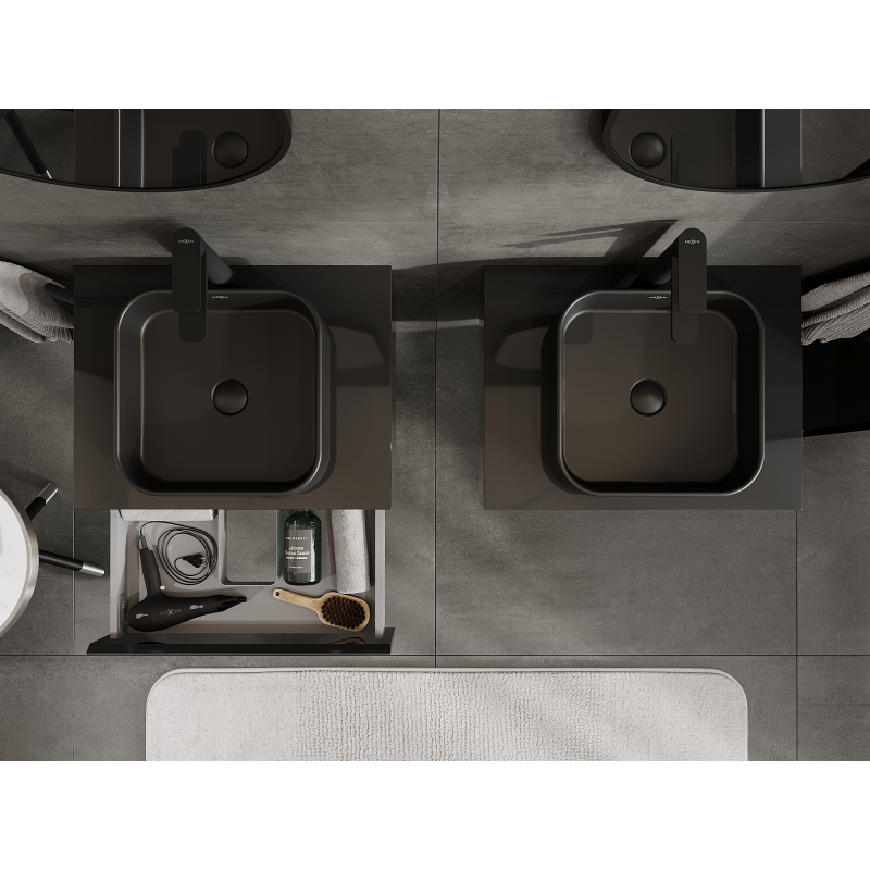 Mexen Orio 60 cm-es mosdó alatti fürdőszobaszekrény, 1 fiók, fekete fényes - 91A10-06023-1-BF70