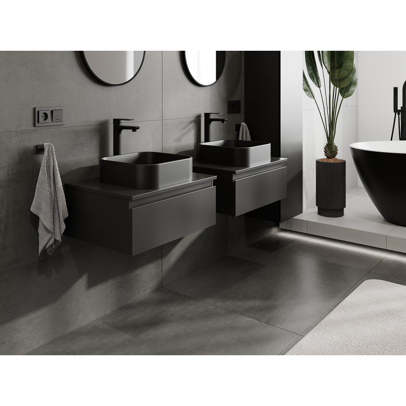 Mexen Orio fürdőszobai mosdószekrény 60 cm, 1 fiók, fekete matt - 91A10-06023-1-BF71