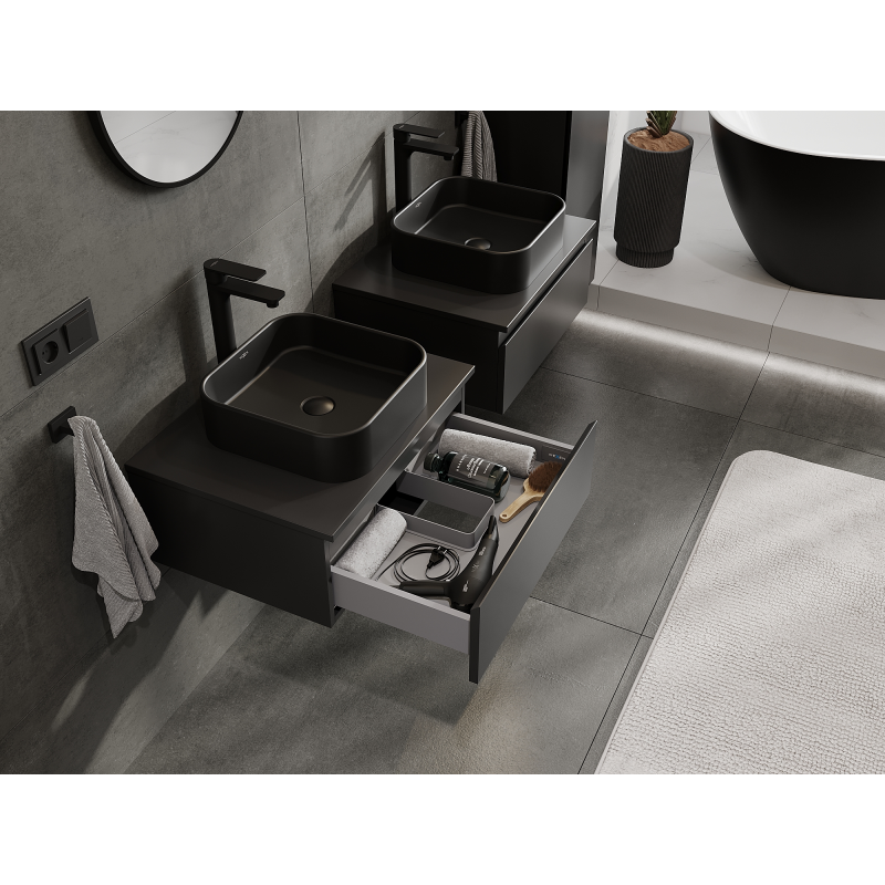 Mexen Orio dulap baie de 60 cm, 1 sertar, negru mat - 91A10-06023-1-BF71