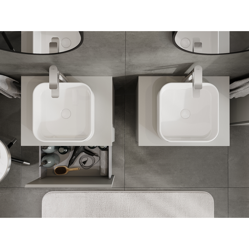 Mexen Orio fürdőszobai mosdószekrény 60 cm, 1 fiókos, szürke matt - 91A10-06047-1-BF62