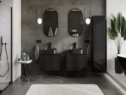 Mexen Orio fürdőszobai szekrény mosdó alá, 60 cm, 1 fiók, fekete fényes - 91A10-06047-1-BF70