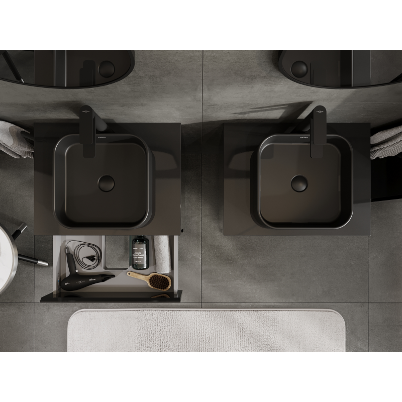 Mexen Orio dulap baie pentru lavoar 60 cm, 2 sertare, negru lucios - 91A10-06047-2-BFF70