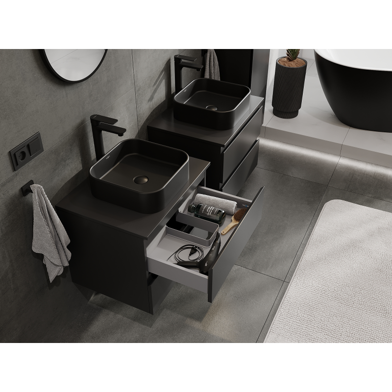 Mexen Orio dulap baie sub chiuvetă 60 cm, 2 sertare, negru mat - 91A10-06047-2-BFF71