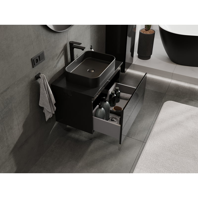 Mexen Orio dulap baie sub lavoar 70 cm, 1 sertar, negru lucios - 91A10-07047-1-BF70