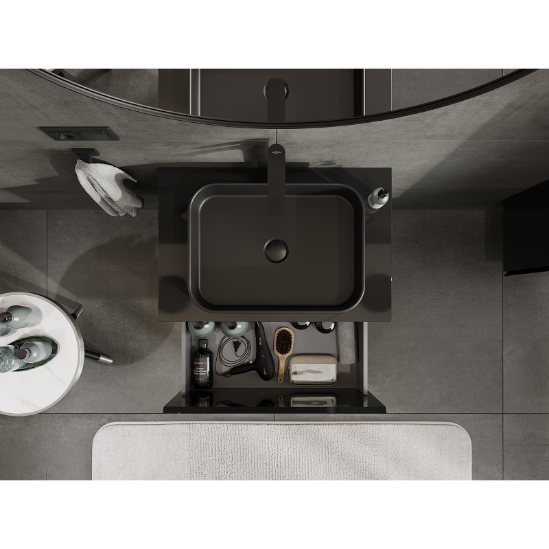 Mexen Orio dulap baie sub lavoar 70 cm, 1 sertar, negru lucios - 91A10-07047-1-BF70