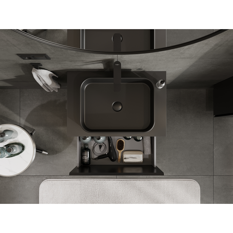 Mexen Orio dulap baie cu lavoar 70 cm, 1 sertar, negru mat - 91A10-07047-1-BF71