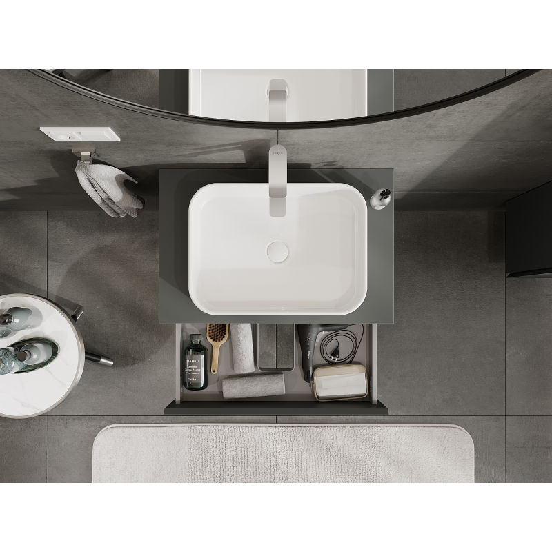 Mexen Orio fürdőszobai szekrény mosdó alatti, 70 cm, 2 fiókos, matt grafit - 91A10-07047-2-BFF66