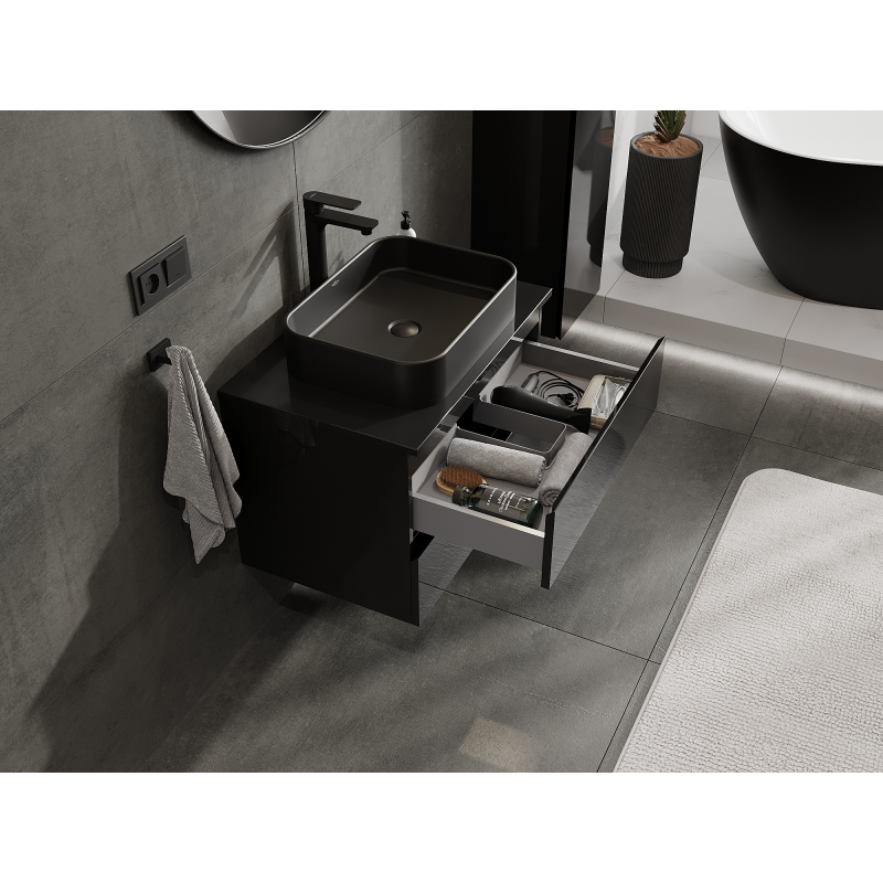 Mexen Orio dulap baie sub lavoar 70 cm, 2 sertare, negru lucios - 91A10-07047-2-BFF70