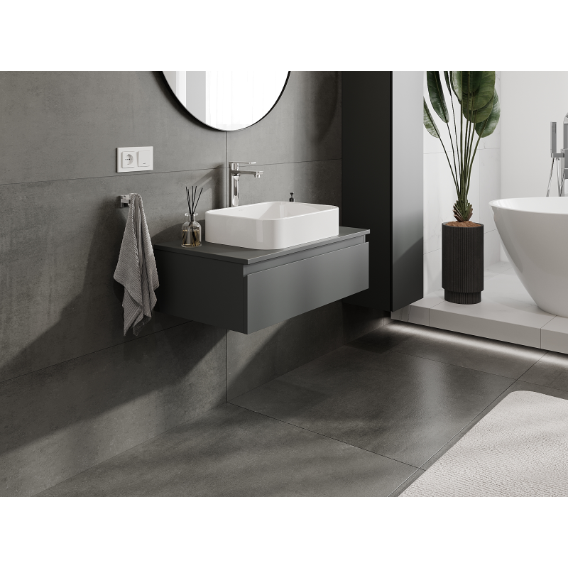 Mexen Orio fürdőszobai mosdószekrény 80 cm, 1 fiók, grafit matt - 91A10-08023-1-BF66