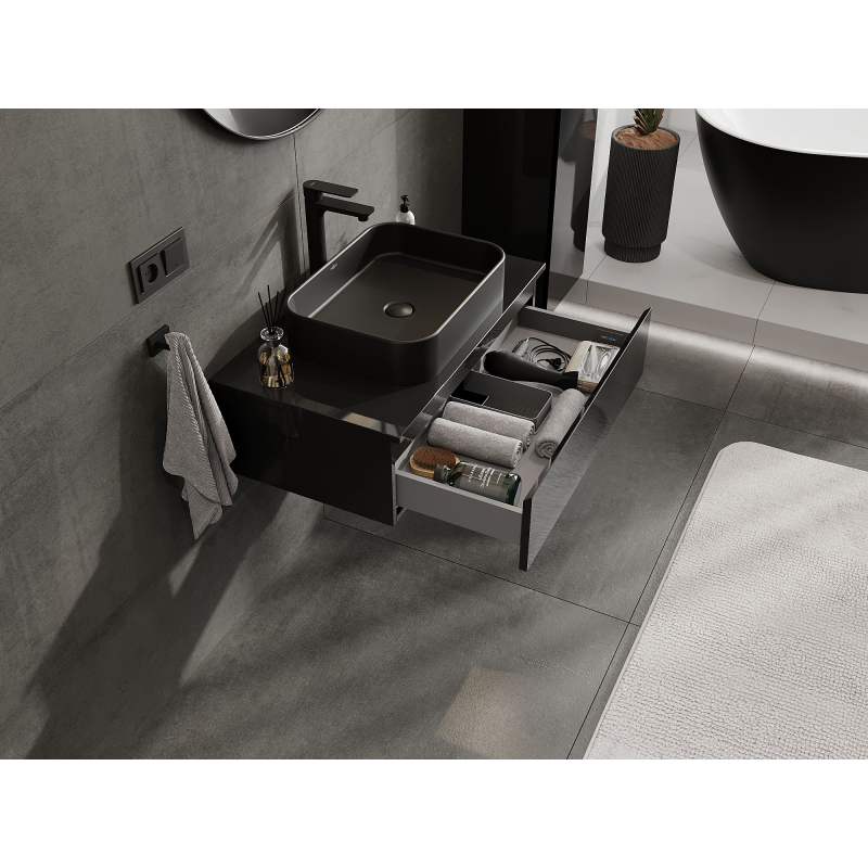 Mexen Orio dulap baie sub chiuvetă 80 cm, 1 sertar, negru lucios - 91A10-08023-1-BF70