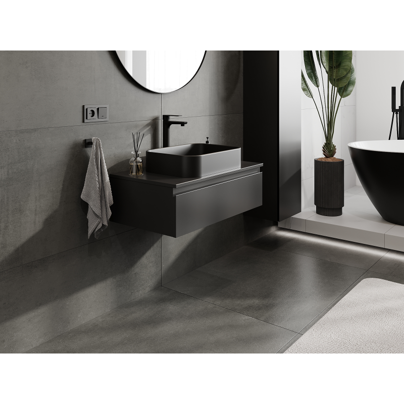 Mexen Orio fürdőszobai mosdószekrény 80 cm, 1 fiók, fekete matt - 91A10-08023-1-BF71