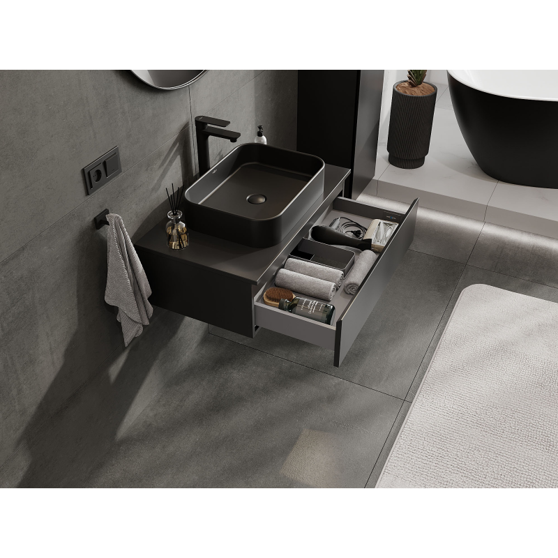 Mexen Orio fürdőszobai mosdószekrény 80 cm, 1 fiók, fekete matt - 91A10-08023-1-BF71