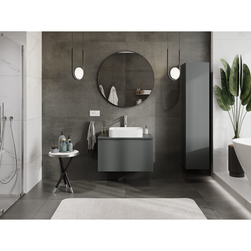 Mexen Orio fürdőszobai szekrény mosdó alá 80 cm, 1 fiók, grafit matt - 91A10-08047-1-BF66