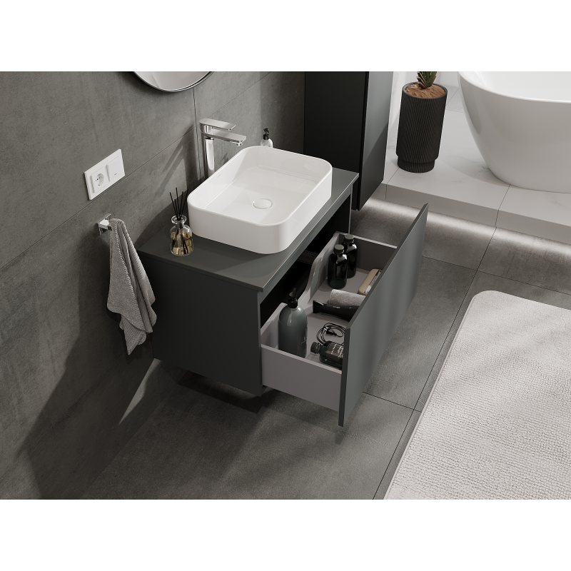 Mexen Orio fürdőszobai szekrény mosdó alá 80 cm, 1 fiók, grafit matt - 91A10-08047-1-BF66