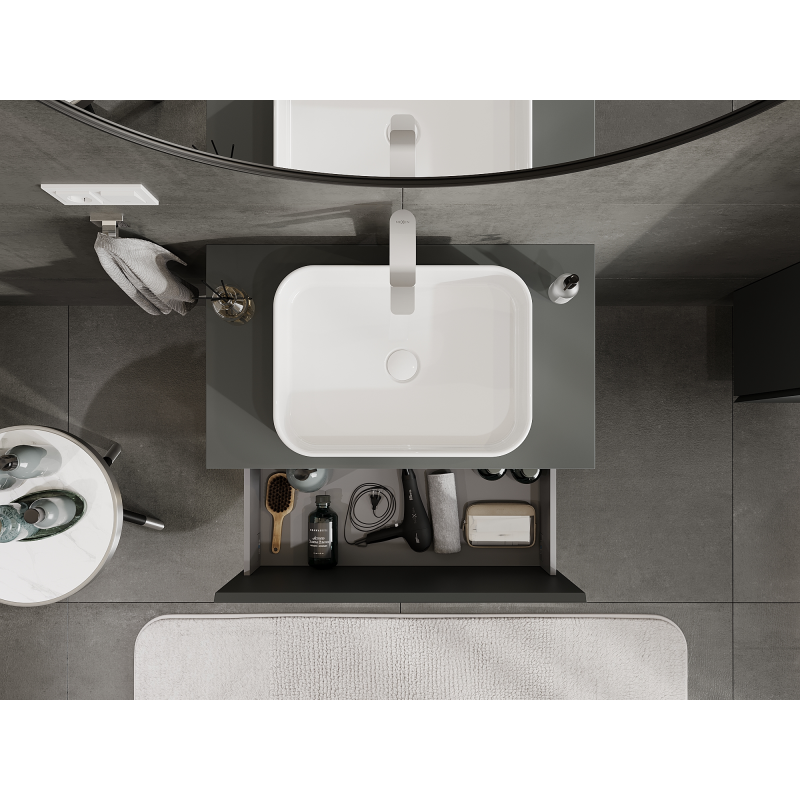 Mexen Orio fürdőszobai szekrény mosdó alá 80 cm, 1 fiók, grafit matt - 91A10-08047-1-BF66