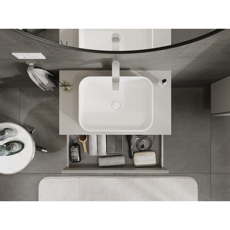 Mexen Orio fürdőszobai mosdószekrény 80 cm, 2 fiókos, szürke matt - 91A10-08047-2-BFF62