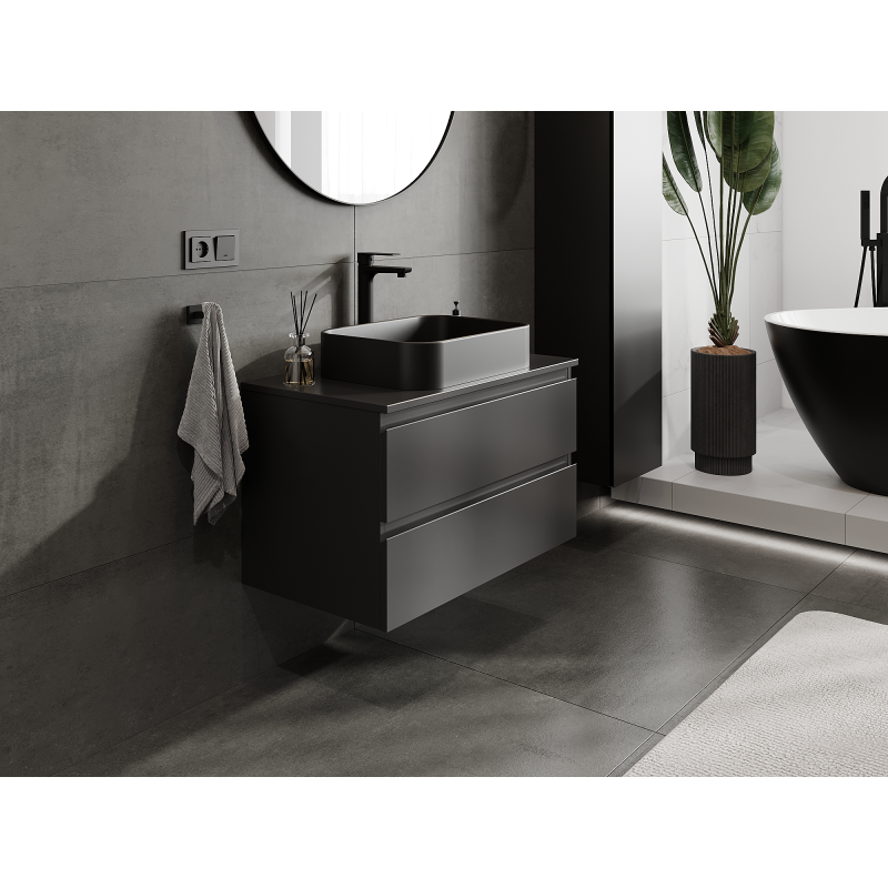 Mexen Orio dulap de baie pentru lavoar 80 cm, 2 sertare, negru mat - 91A10-08047-2-BFF71