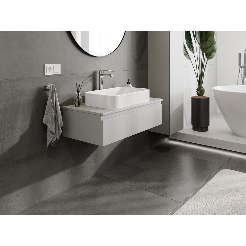 Mexen Orio fürdőszobai mosdószekrény 90 cm, 1 fiók, szürke matt - 91A10-09023-1-BF62