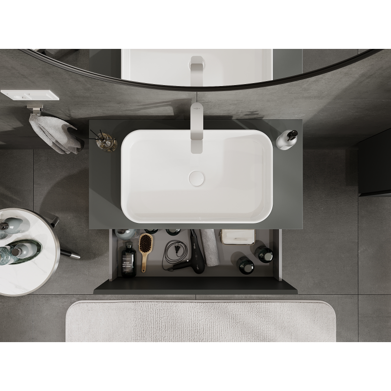Mexen Orio fürdőszobai szekrény mosdókagyló alá 90 cm, 1 fiók, grafit matt - 91A10-09047-1-BF66