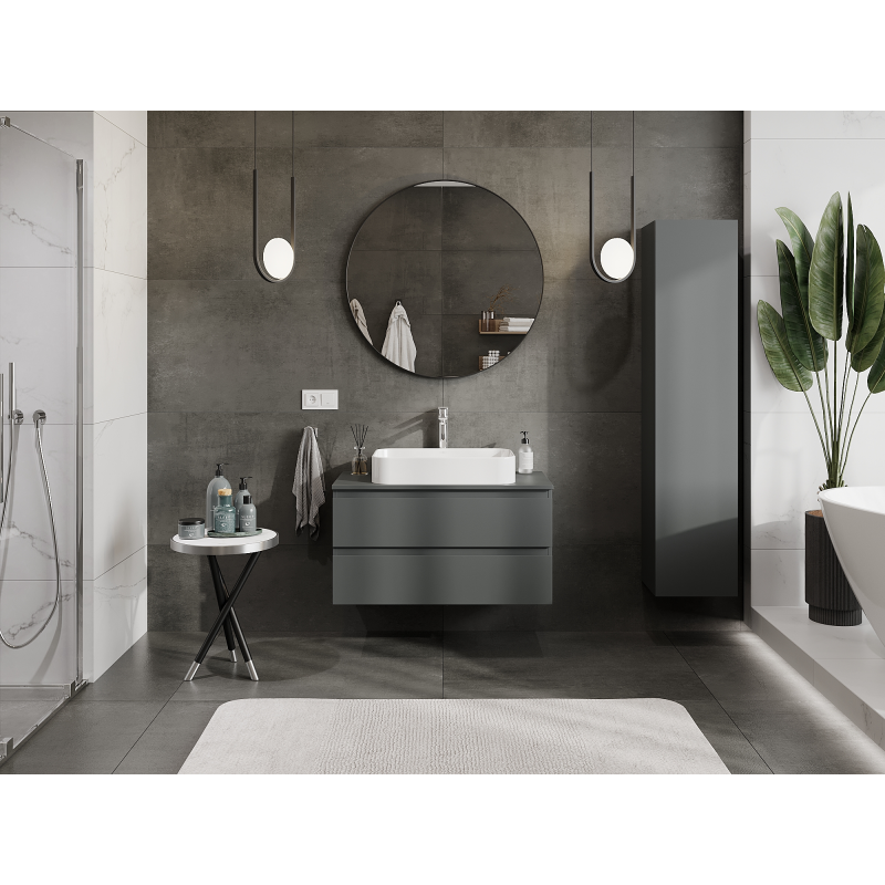 Mexen Orio fürdőszobaszekrény mosdóhoz 90 cm, 2 fiók, matt grafit - 91A10-09047-2-BFF66
