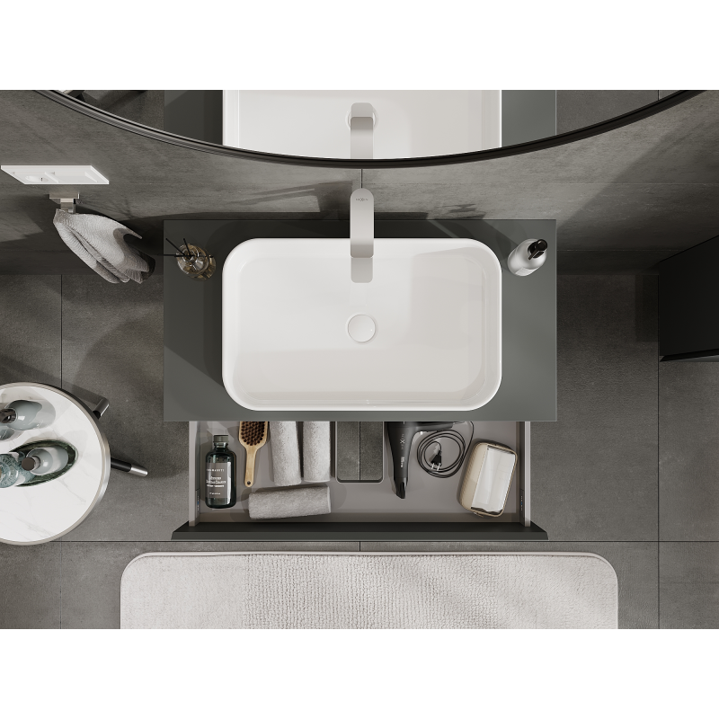 Mexen Orio fürdőszobaszekrény mosdóhoz 90 cm, 2 fiók, matt grafit - 91A10-09047-2-BFF66