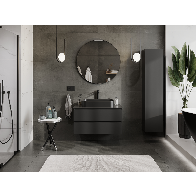 Mexen Orio fürdőszobai szekrény mosdó alá 90 cm, 2 fiók, fekete matt - 91A10-09047-2-BFF71