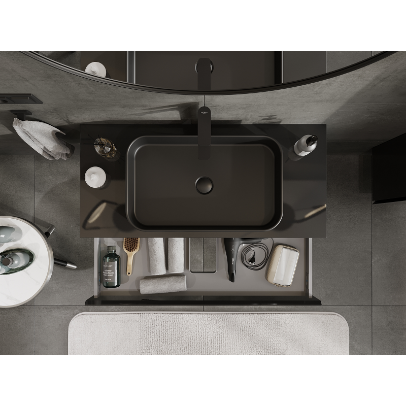 Mexen Orio dulap baie sub lavoar 100 cm, 1 sertar, negru lucios - 91A10-10023-1-BF70