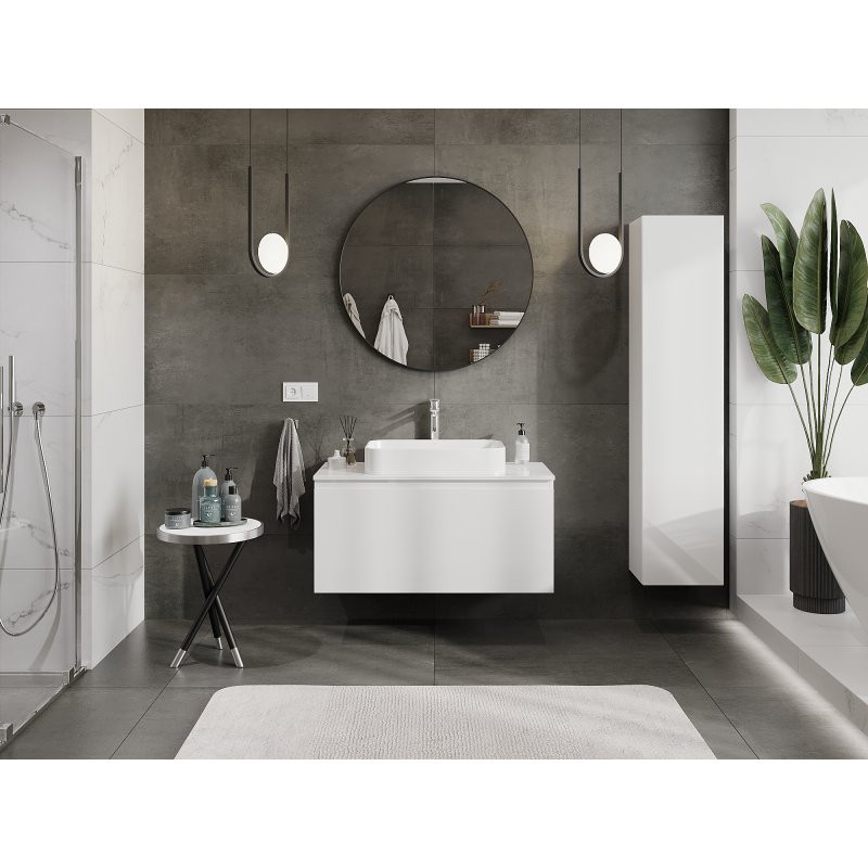 Mexen Orio fürdőszobai szekrény mosdó alá 100 cm, 1 fiók, fehér fényes - 91A10-10047-1-BF00