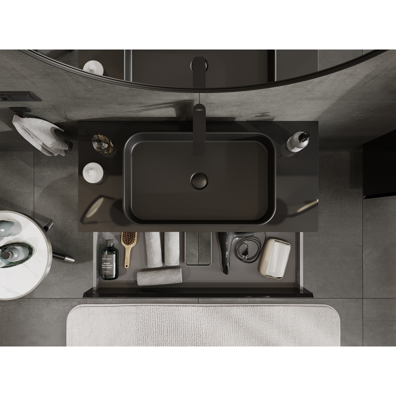 Mexen Orio dulap pentru baie sub lavoar 100 cm, 2 sertare, negru lucios - 91A10-10047-2-BFF70